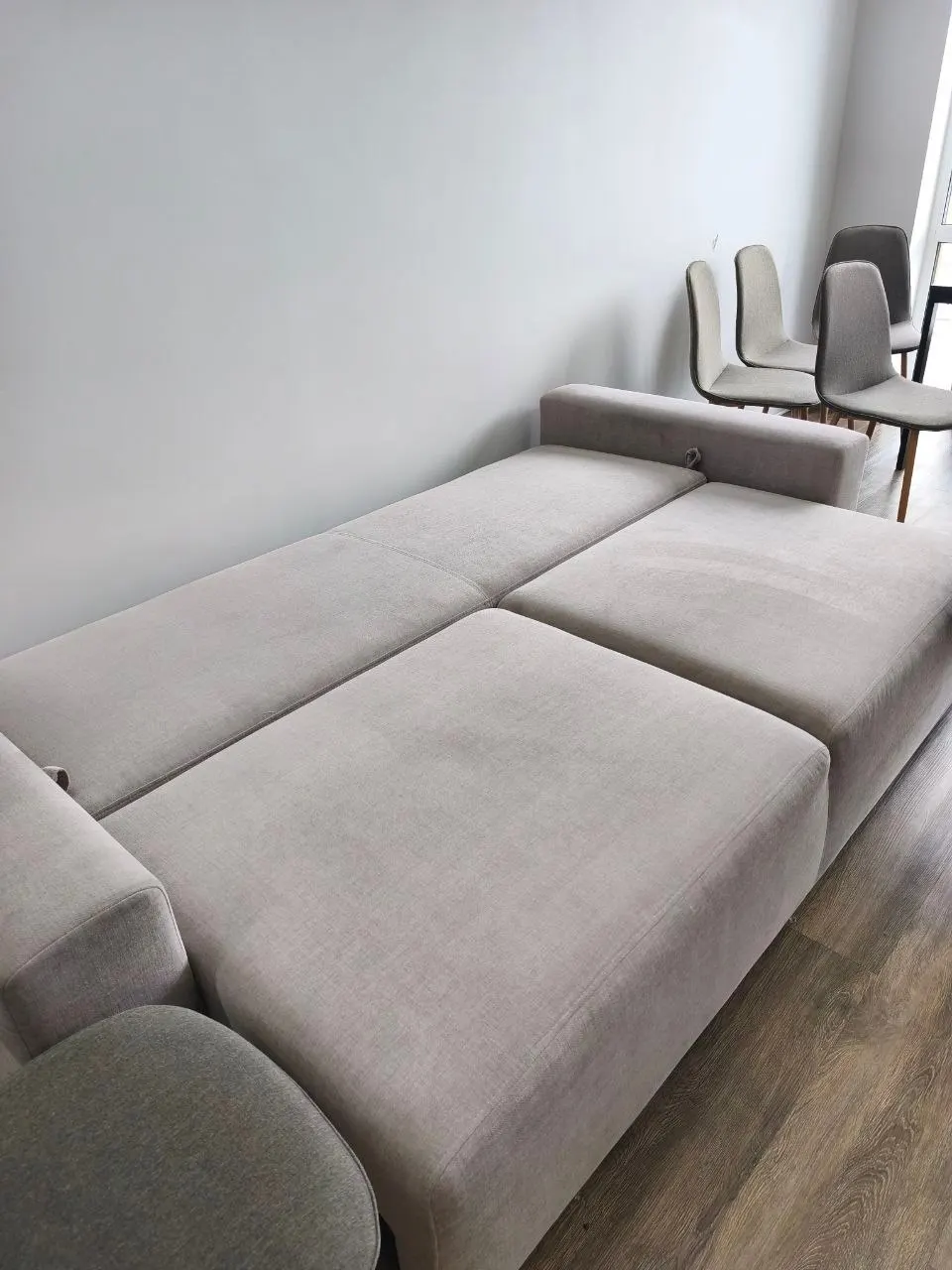 Sofa after full upholstery cleaning and smoke smell removal